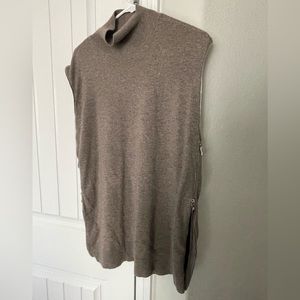 Neiman Marcus Cashmere Sleeveless Side Zip Sweater